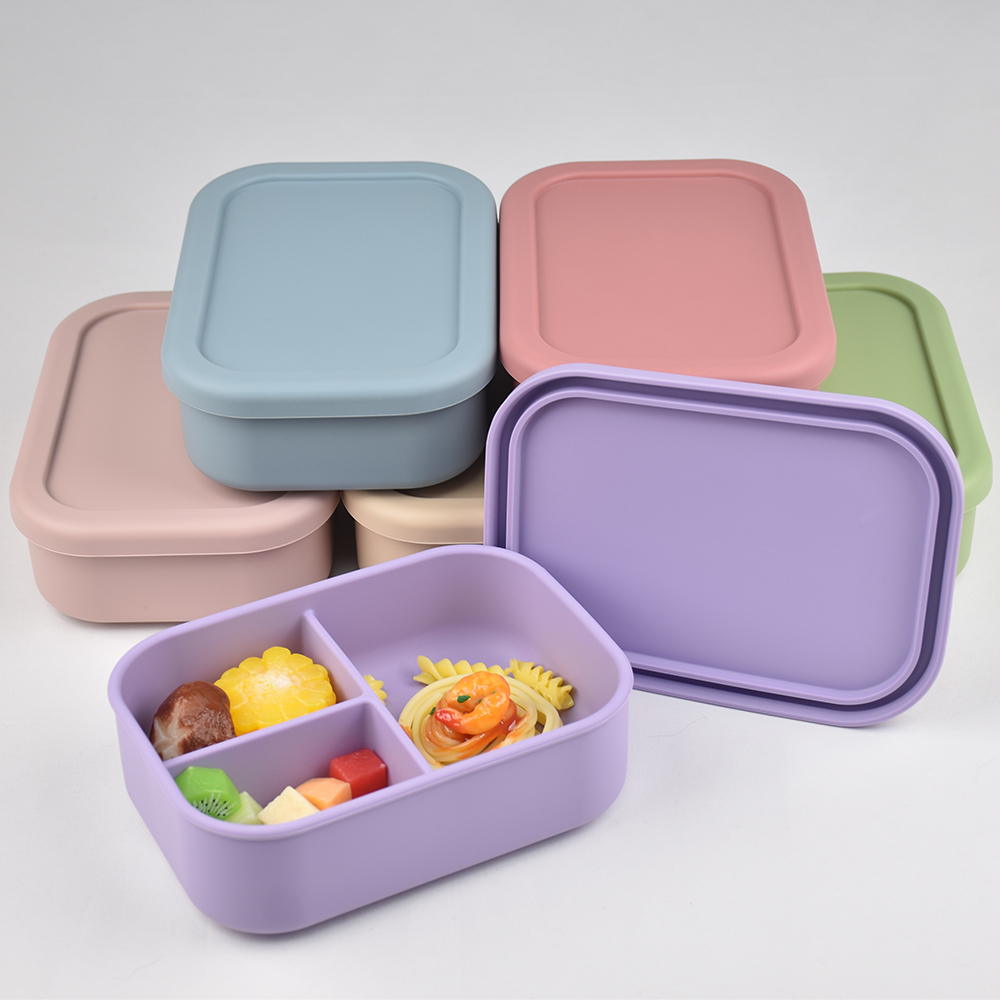 Meal Preparation - 3-Compartment Food Grade Silicone Bento Lunch