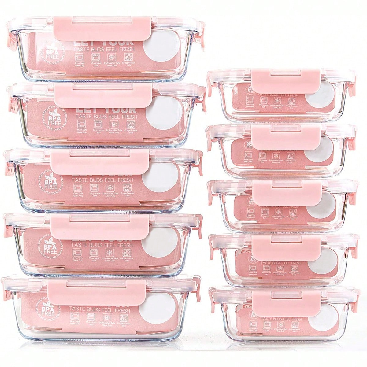 Meal Preparation - 10 Pack Glass Meal Prep Containers,
