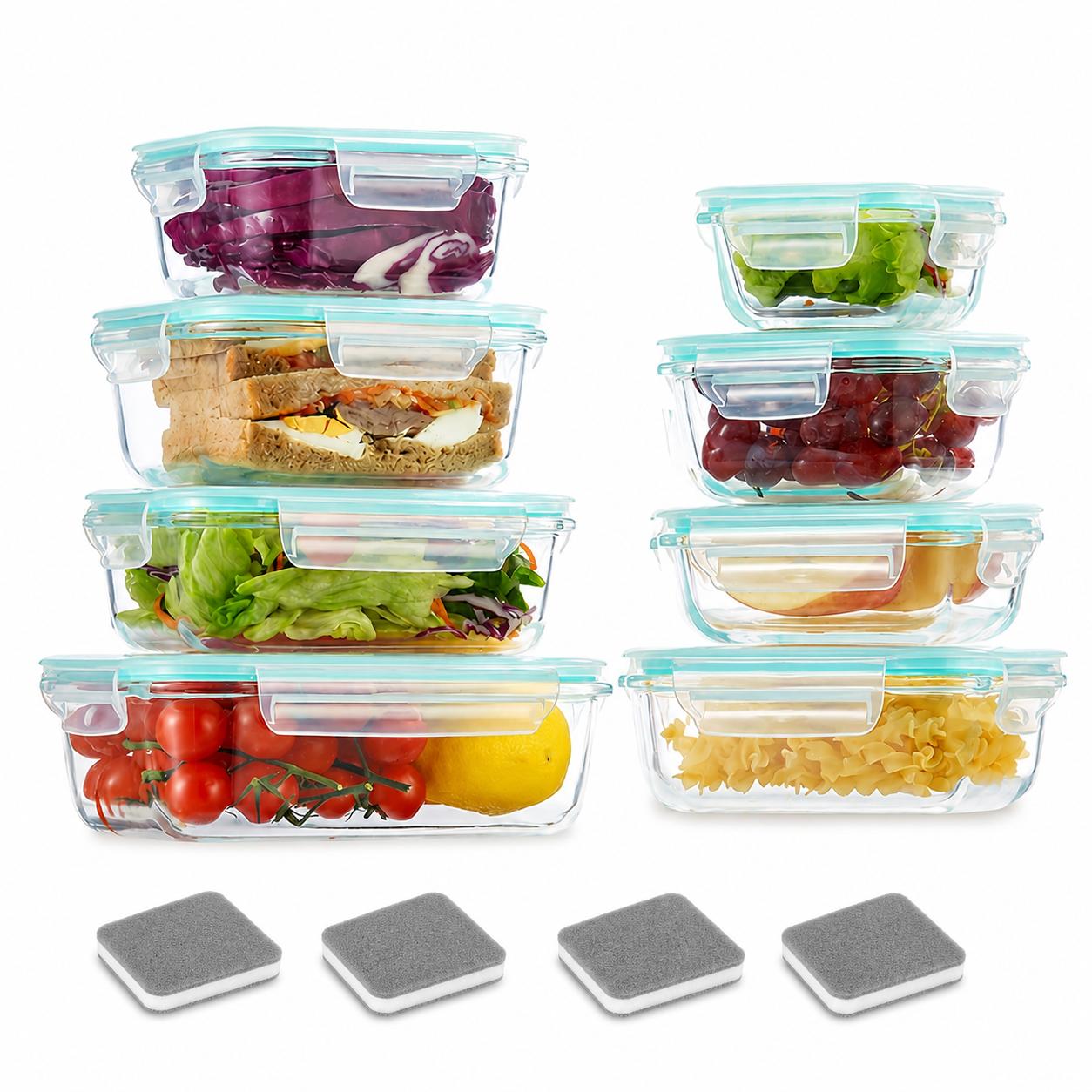 Meal Prep Lunch - 16pcs Sealed Glass Food Storage Containers,