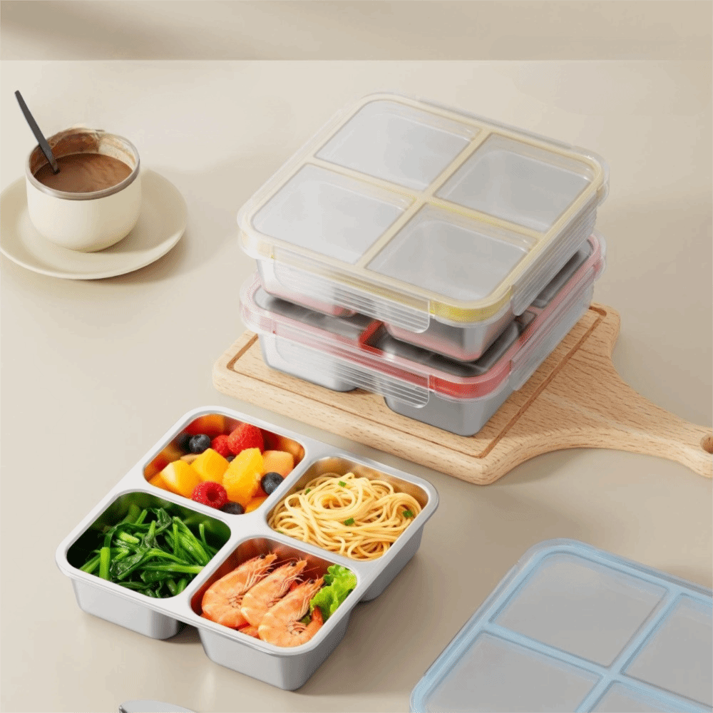 Easy To Clean Square 4 Grid Lu - Meal Prep Lunch review and price