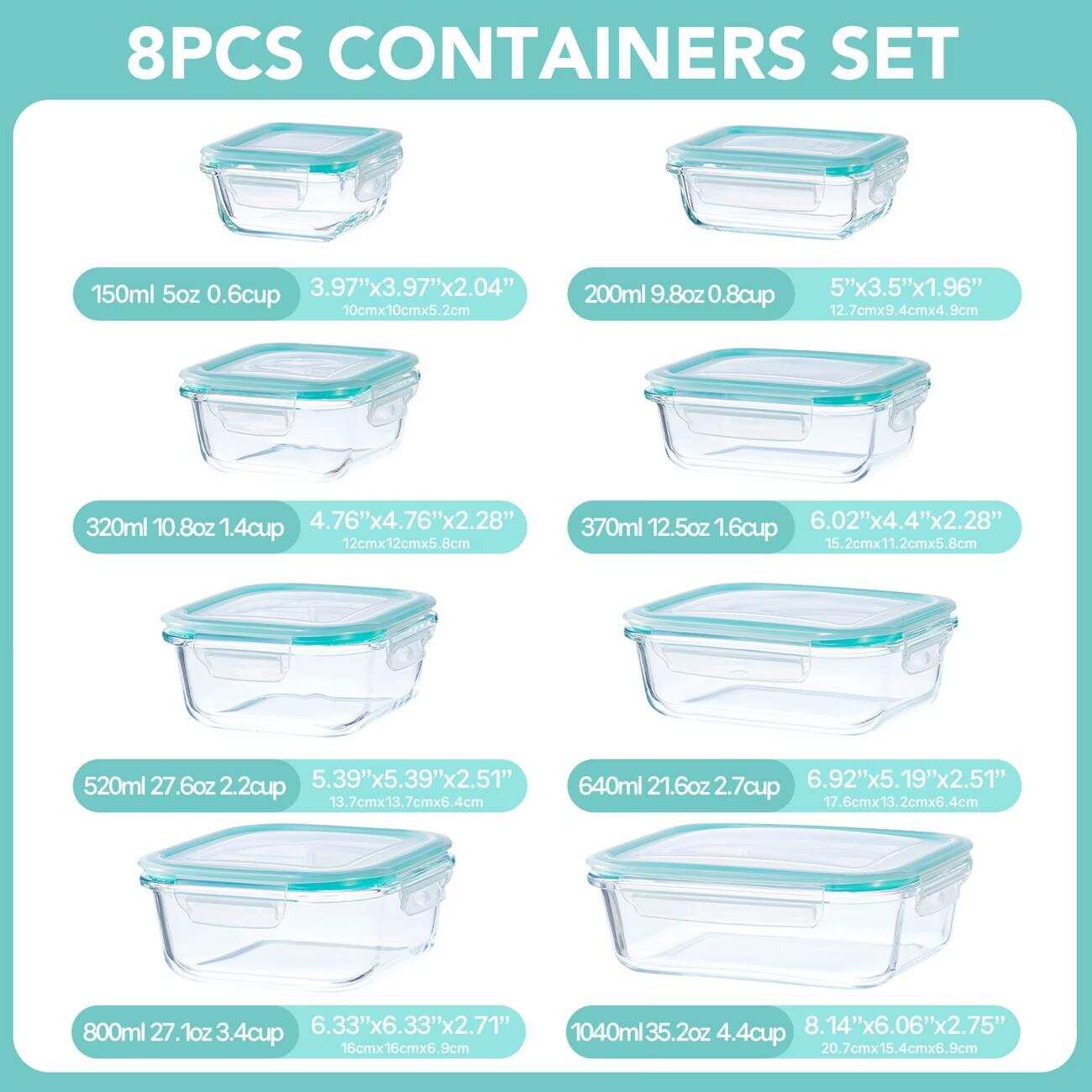 16pcs Sealed Glass Food Storag - Meal Prep Lunch review and price